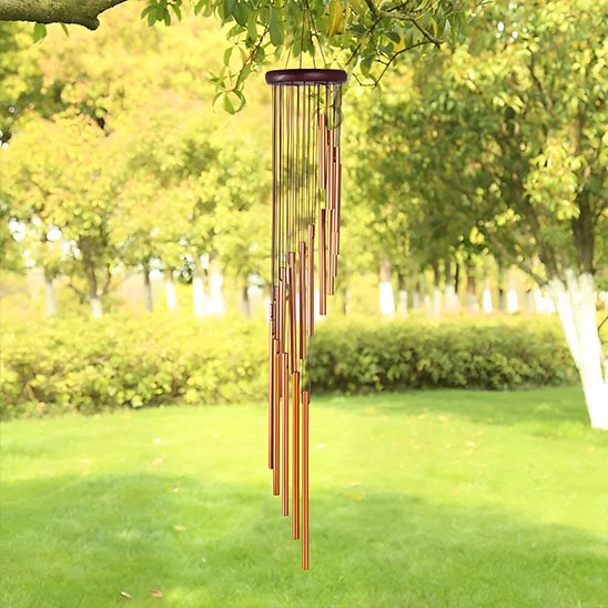 Carillon à vent bois foncé et tube or