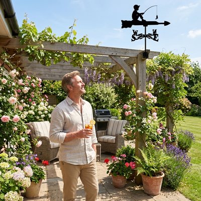 Girouette de jardin à la pêche