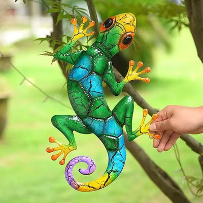 Decoration murale exterieur joli gecko bleu