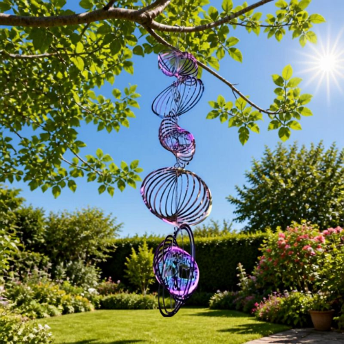 Carillon éolien 3D dans un jardin