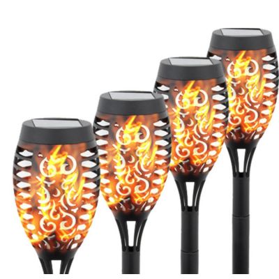 Lampe solaire exterieur torche 4 pcs