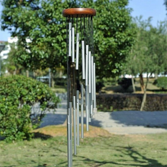 Carillon à vent bois rouge tube argenté
