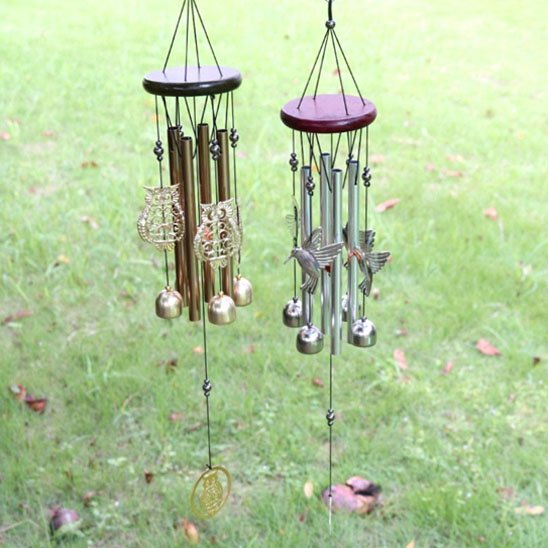 Carillon à vent hibou tube or ou colibri