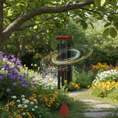 Carillon à vent suspendue à une btanche d'arbre