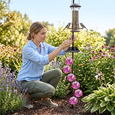 Carillon lumineux solaire rose