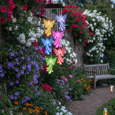 Carillon solaire anges multicolores