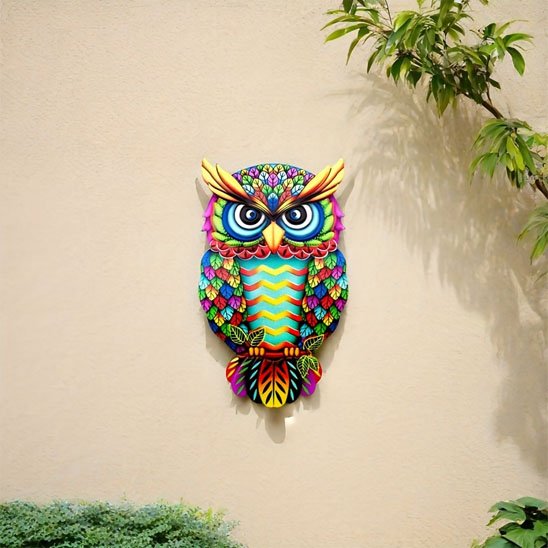 Décoration mural de jardin hibou sur un mur