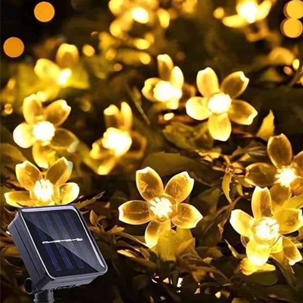 Guirlande solaire extérieur | cerises blanc chaud