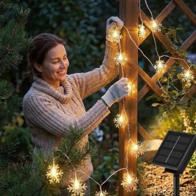 Guirlande lumineuse extérieur flocons de neige blanc chaud