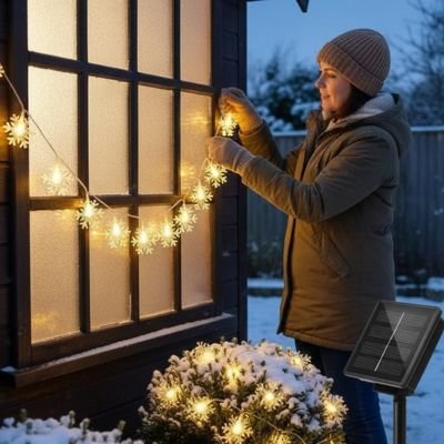 Guirlande lumineuse extérieur flocons de neiges 12m 