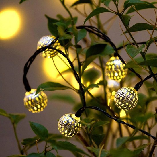 Guirlande lumineuse extérieur marocaine blanc doré