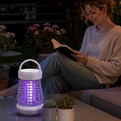 Lampe anti moustique blanche sur une table