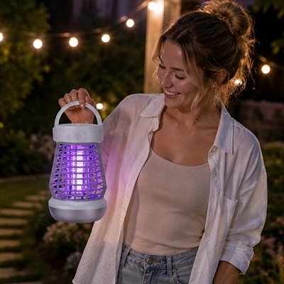 Lampe anti moustique transportée par une femme