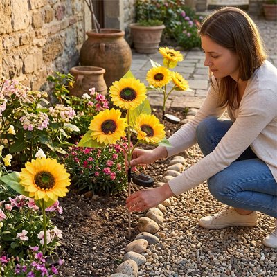 Lampe jardin solaire 3 beaux tournesols