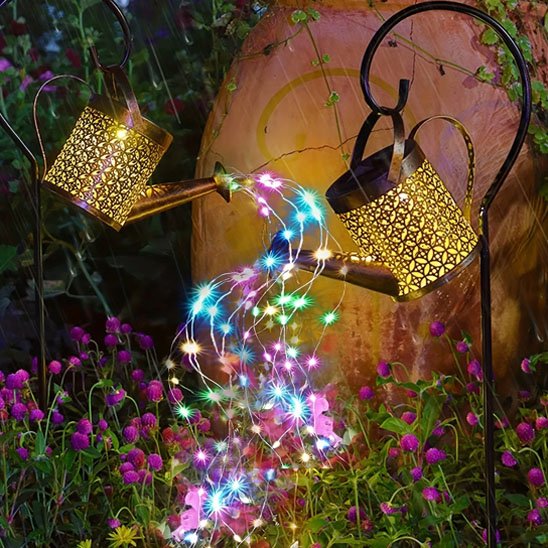 Lampe solaire exterieur arrosoir multicolore