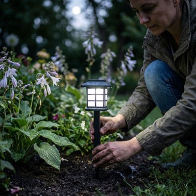 Lampe solaire extérieur  blanc chaud pour jardin