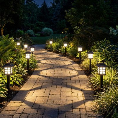 Lampe solaire extérieur bordure blanc chaud pour chemin