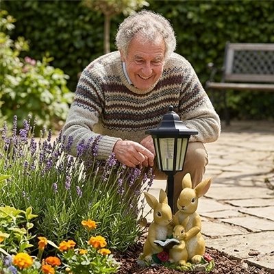 Lampe solaire exterieur deux jolis lapins