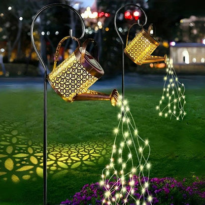 Lampe solaire exterieur deux arrosoirs blancs