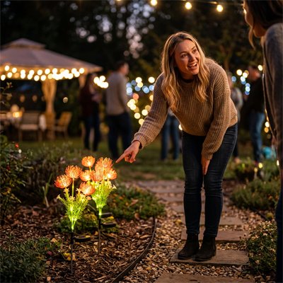 lampe solaire jardin  fleur de rivage rouge