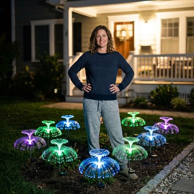 Lampe solaire exterieur méduse deux rtangée multicolore
