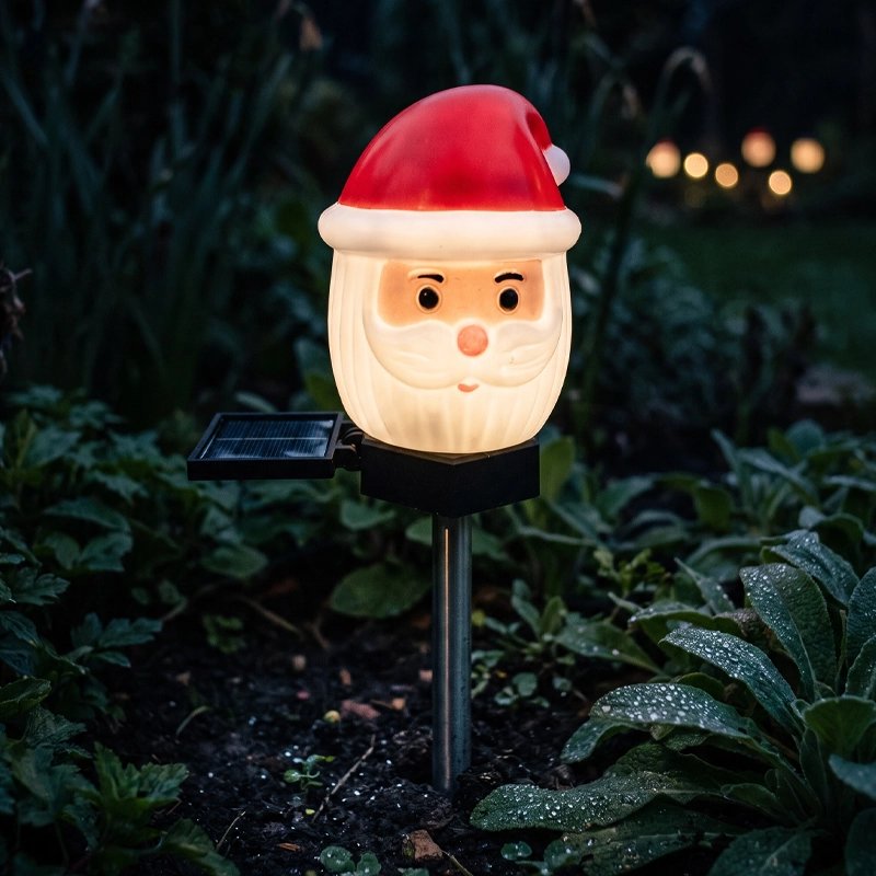 lampe solaire extérieur père noël sur piquet