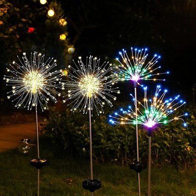 Lampe solaire exterieur  pissenlit blanc et multicolore