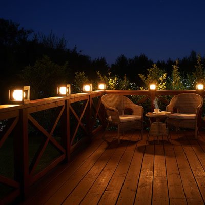 Lampe solaire extérieur ronde sur terrasse