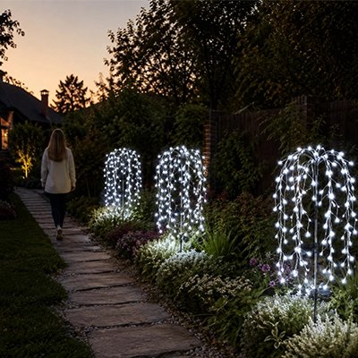 Lampe solaire exterieur tombante blanche