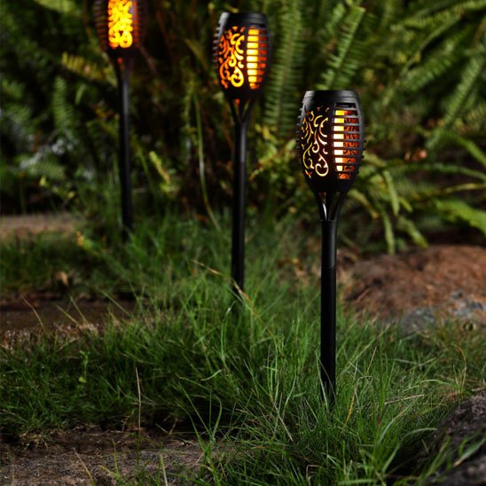 Lampe solaire exterieur torche solaire pour chemin