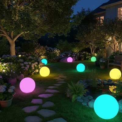 Lampe solaire jardin qui borde l'allée