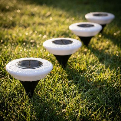 Lampes jardins solaires dans la pelouse