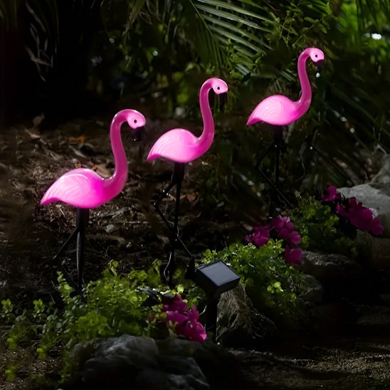 Lampes Jardins solaires jolis flamands roses