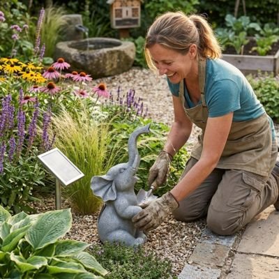 Statue de jardin éléphant qui rit