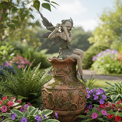 Statue de jardin fée musicale