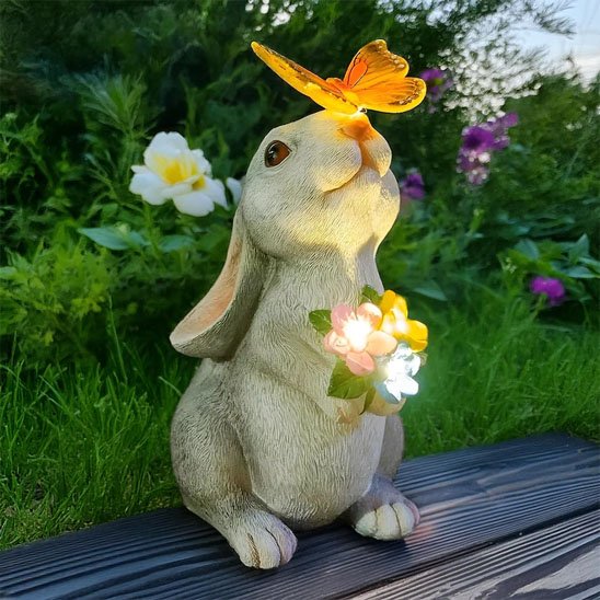 Statue de jardin lapin lumineux